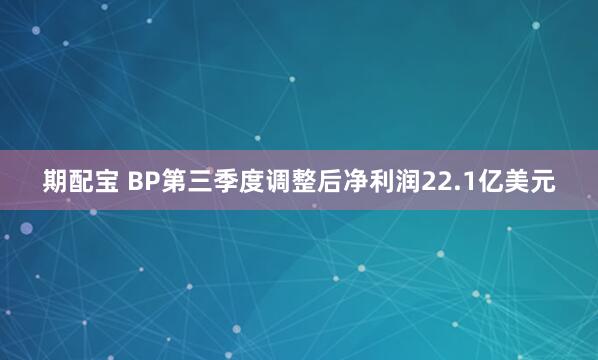 期配宝 BP第三季度调整后净利润22.1亿美元